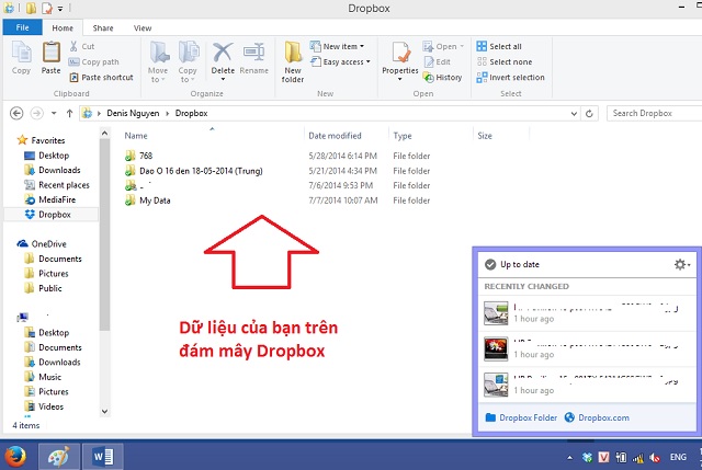 Mở khu vực lưu trữ dữ liệu của Dropbox