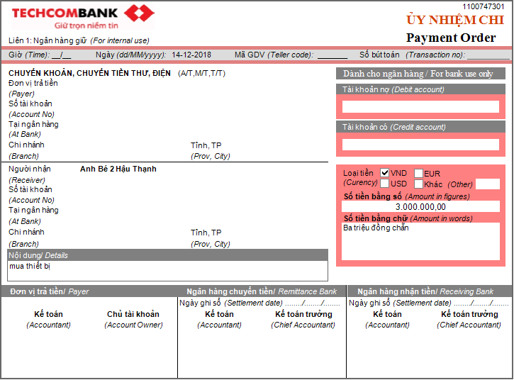download giấy báo nợ của ngân hàng
